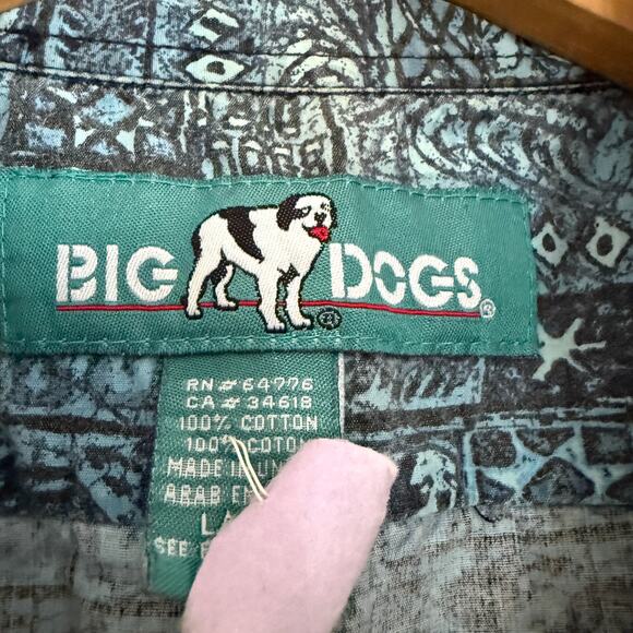 90s Vintage BIG DOGS | All over Pattern hawaiian Style Shirt | Size Large - Picture 4 of 7